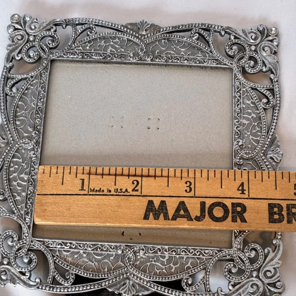 Picture Frame Silver Filigree Rhinestone Ornate Victorian Baroque Shabby Chic